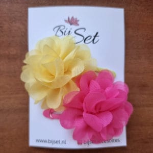 Set bloem geel/roze