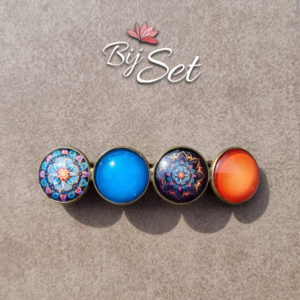 haarknip mandala oranje blauw