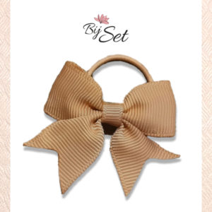 meisjes haarelastiek met strik licht bruin