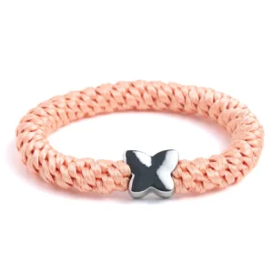 haarealastiek kknekki perzik met zilver vlinder