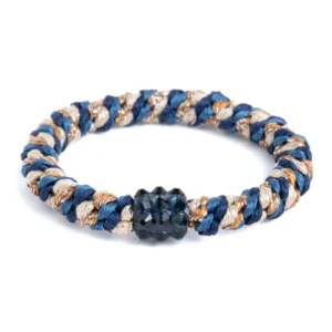 blauw met gouden haarelastiek van banditz zusje van knekki's met steentjes