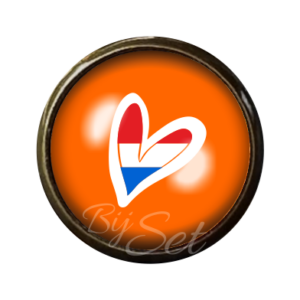 Koningsdag broche, oranje hart, Nederlandse vlag