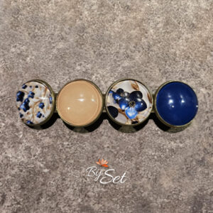 haarklem dames met blauwe bloemen, voor dik haar