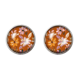 unieke oorbel met glas stenen, rvs, zilver