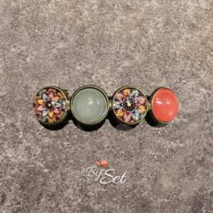 haarknip dames, groen en oranje