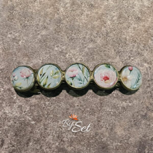 haarknip met licht blauwe artistieke bloemen